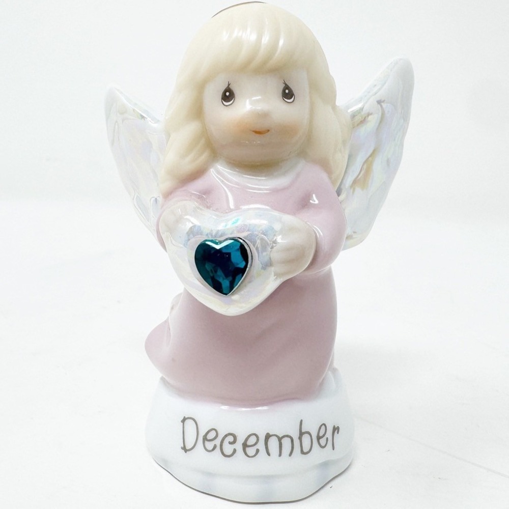 Precious Moments December Turquoise Heart Birthstone Angel Figurine Vintage 2000